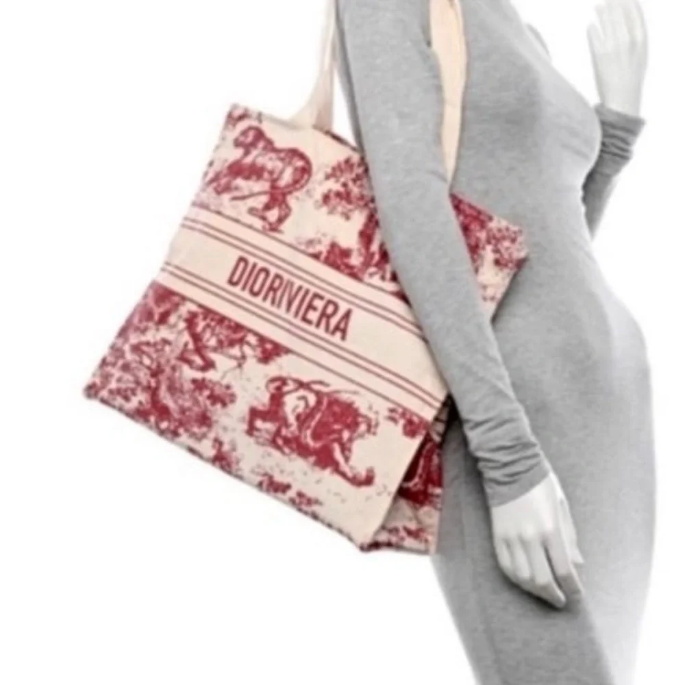 Christian Dior Red and White Tote Bag Gift w/Purchase *Cotton - Picture 2 of 2